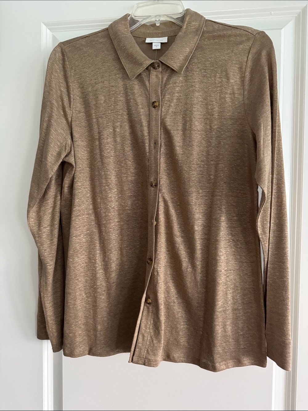 J. Jill Men's Tan Button-Front Shirt Jacket